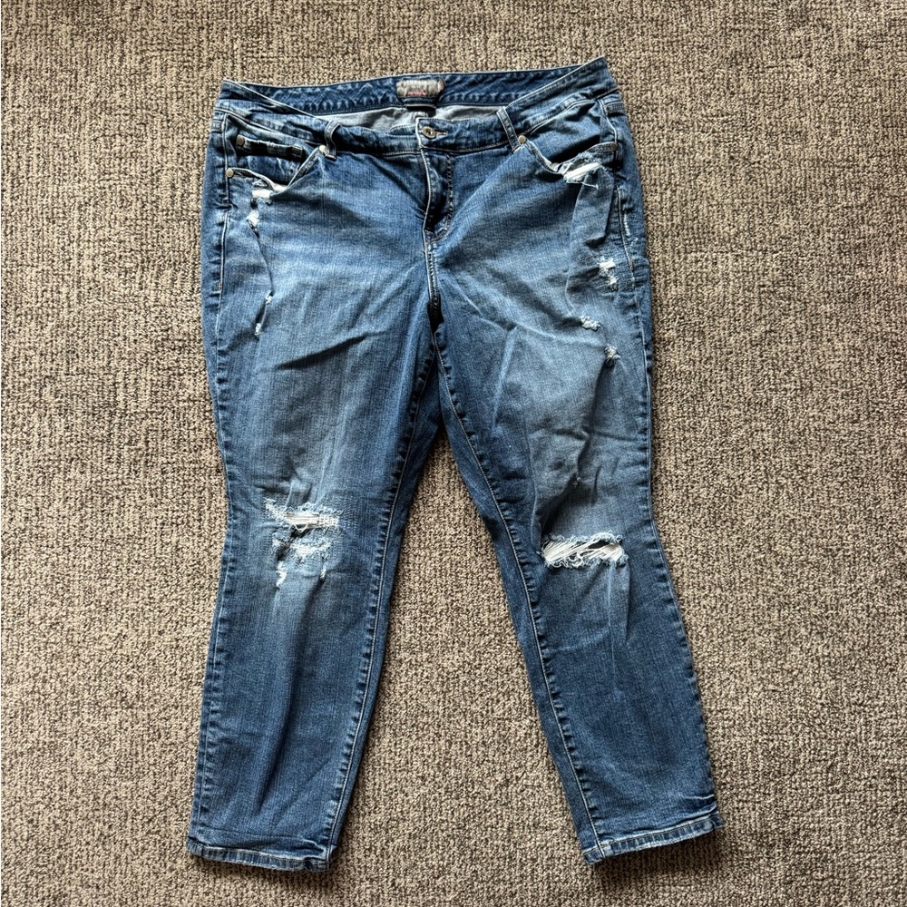 Torrid Blue Distressed Skinny Jeans